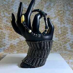 Elegant Black and Silver Beaded Bracelet